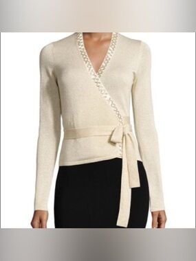 Diane Von Furstenberg Ballerina Wrap Sweater - Gold/Shine - Small